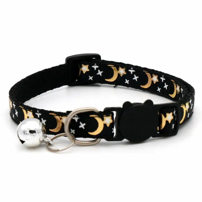 LunaPaws | Reflektierendes Katzenhalsband mit Mond- & Sternmotiv