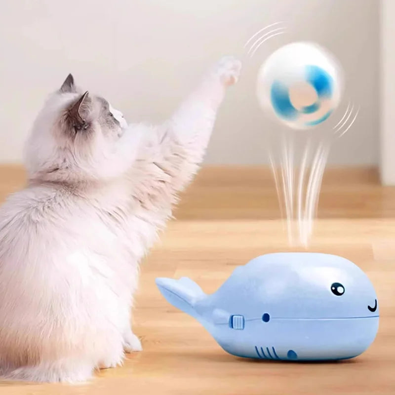Mizzia | Interaktives Katzenspielzeug Springender Wal mit Ballwurf
