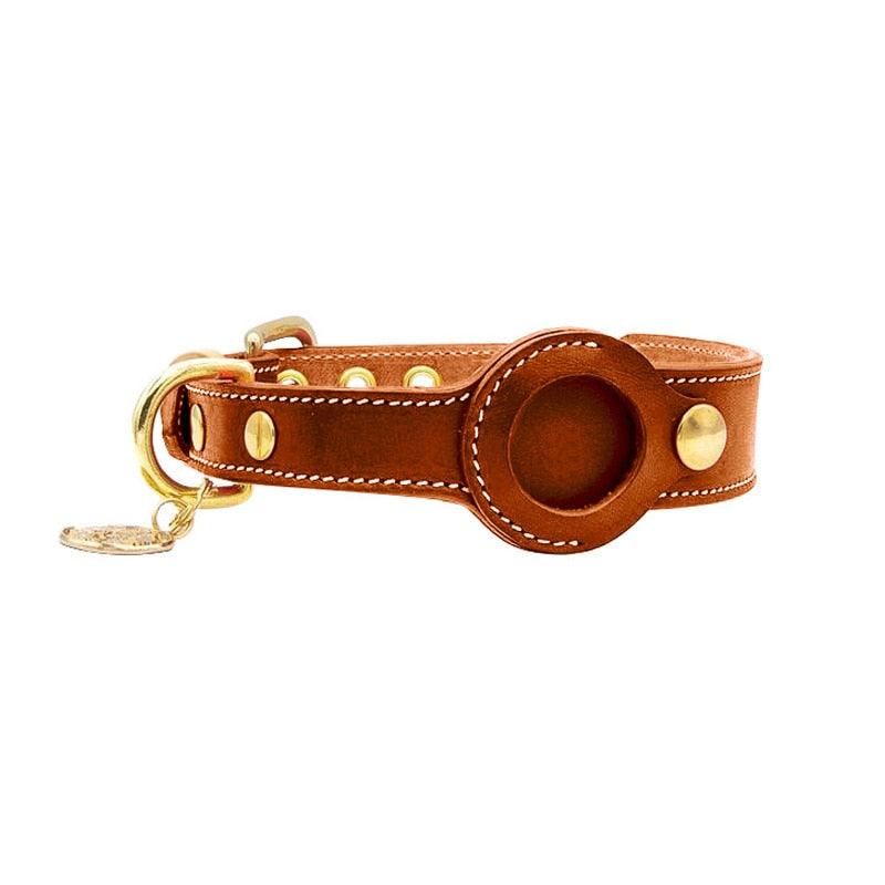 Bruno | Exklusives AirTag Lederhalsband für Hunde