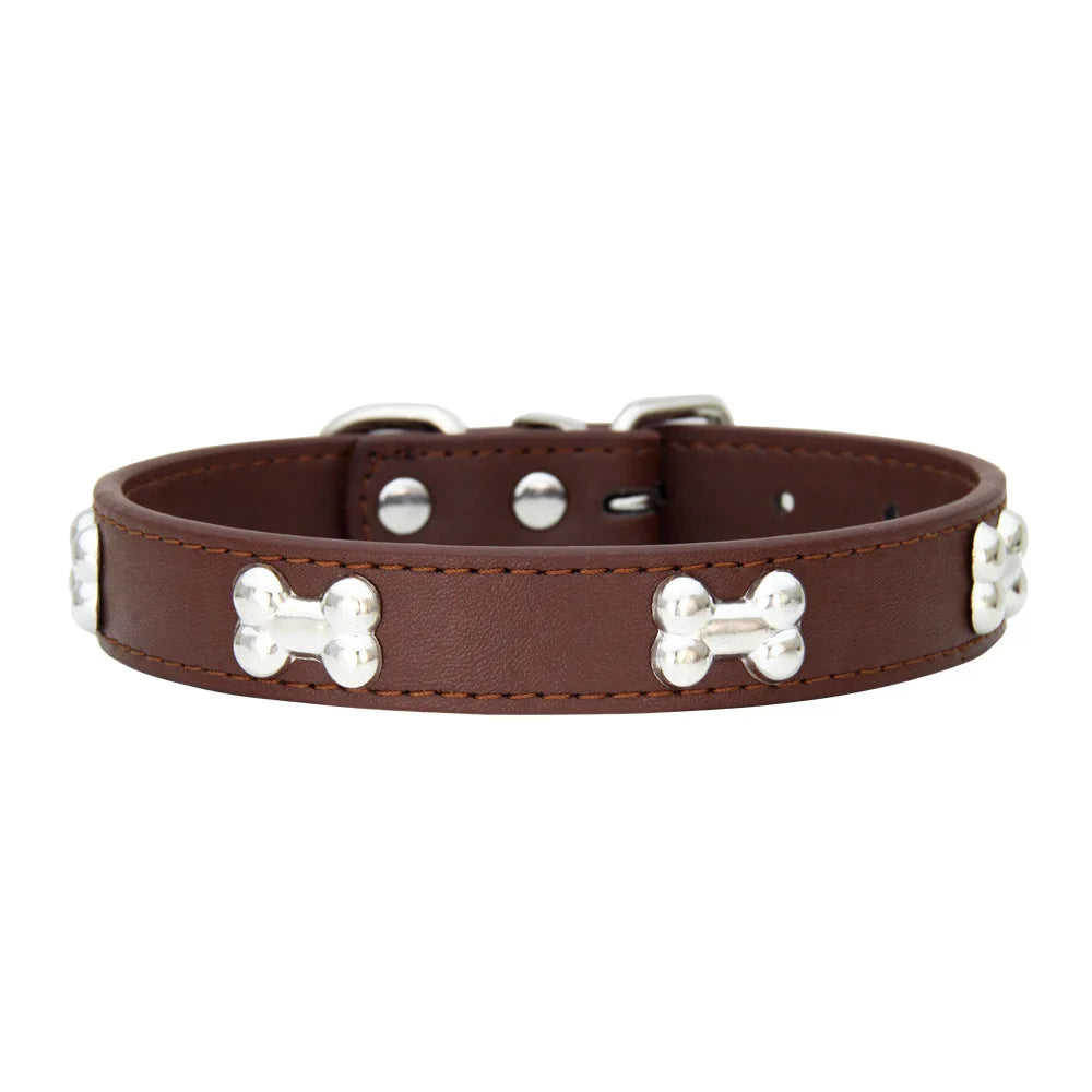 Lupo & Luna | Premium Hundehalsband mit Knochen-Applikationen aus Leder