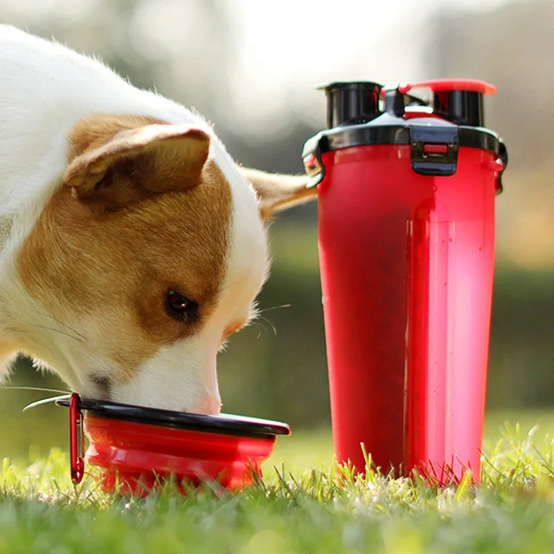 PawPort | Reise-Wasserflasche mit integriertem Futterbereich