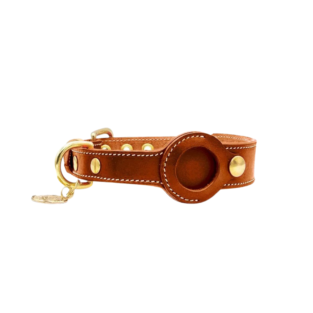 Taviro | Stilvolle AirTag-Hundehalsband aus Echtleder