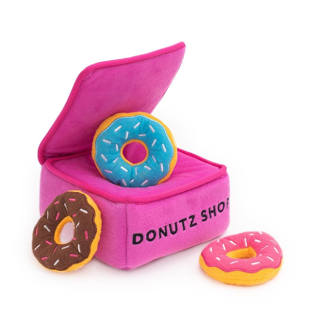 Leni & Lou | Donut-Spielbox für Hunde mit Quietsch-Spielzeug