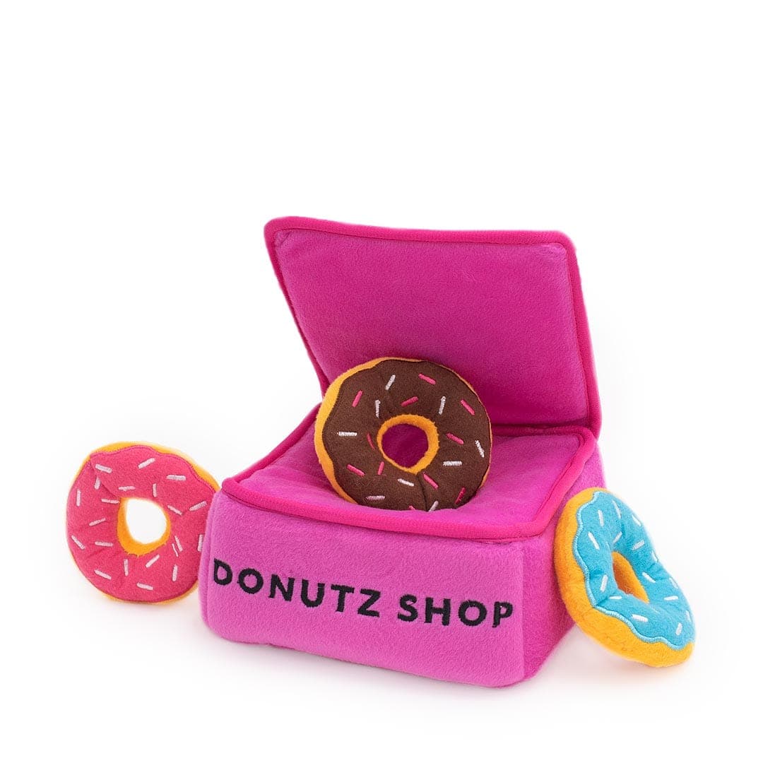 Leni & Lou | Donut-Spielbox für Hunde mit Quietsch-Spielzeug