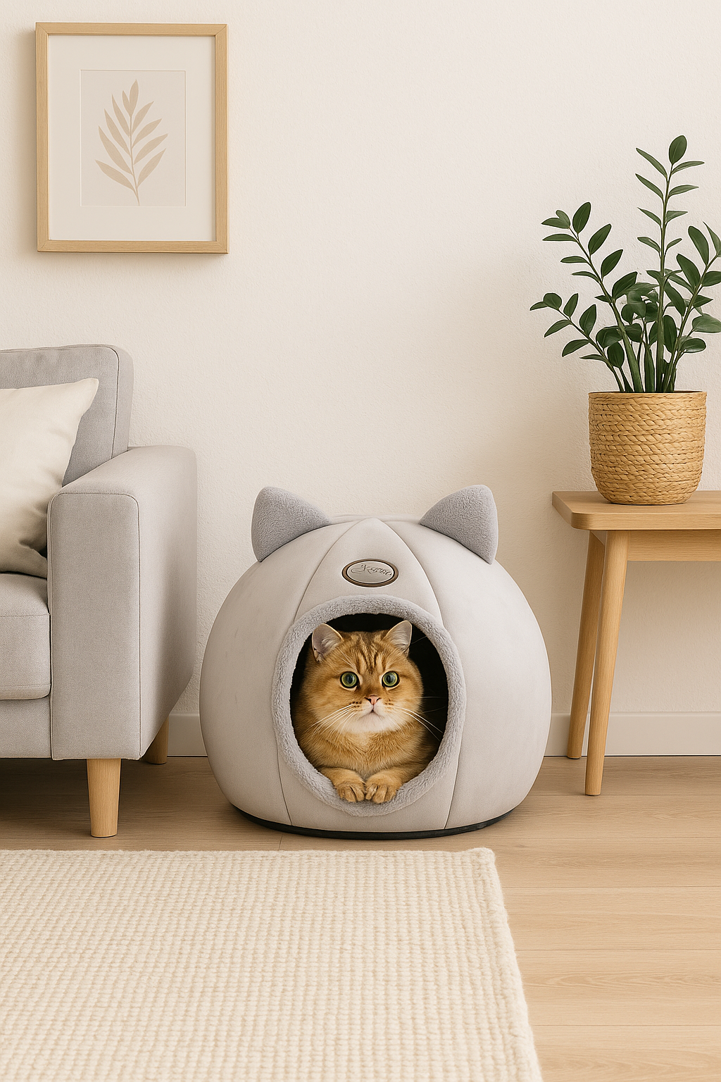 Miauwelle | Kuscheliges Katzenhaus mit Ohren & Weichem Innenpolster