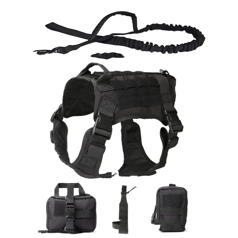 RexGuard | Taktisches Hundegeschirr mit Taschen & Führleine für Training & Outdoor