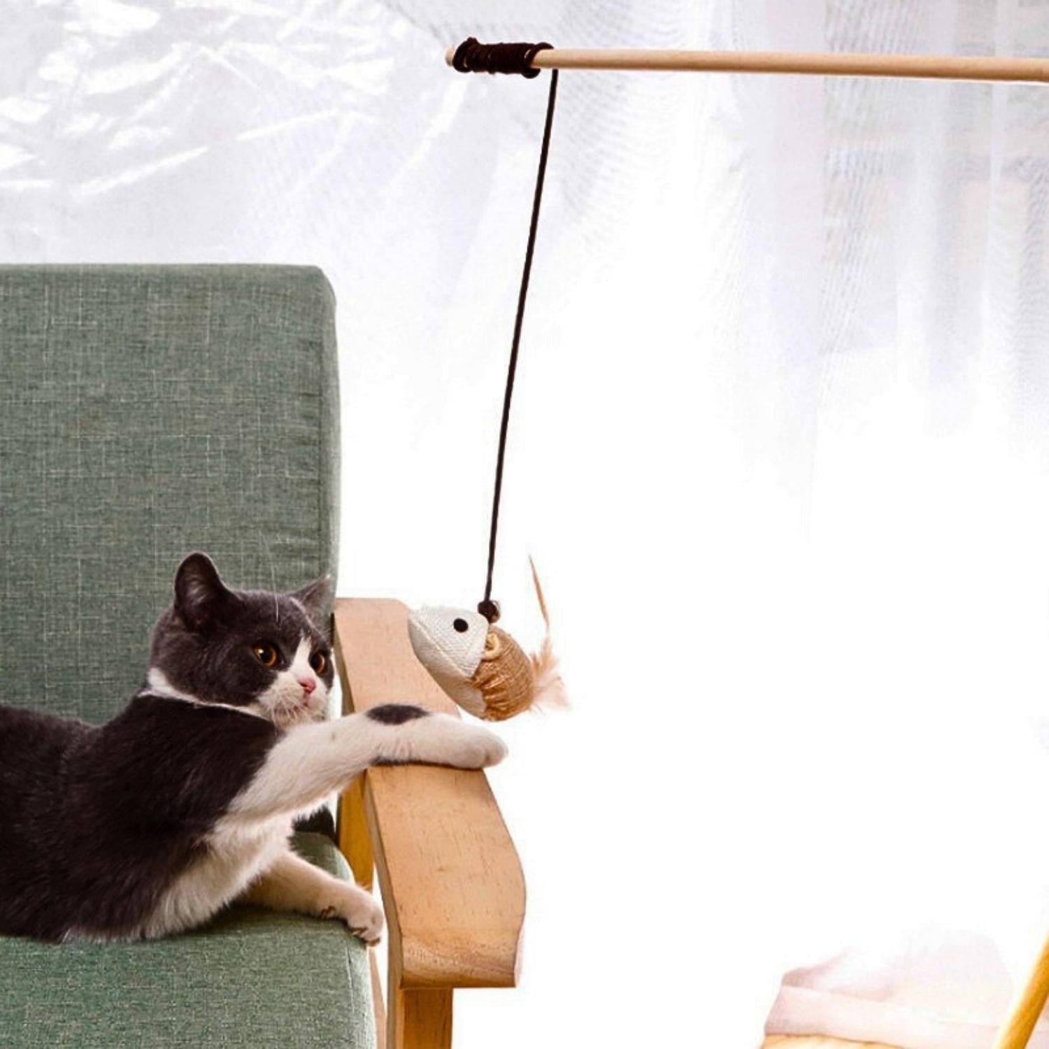 FeliFun | Leinen-Katzenspielangel für aktive Katzen