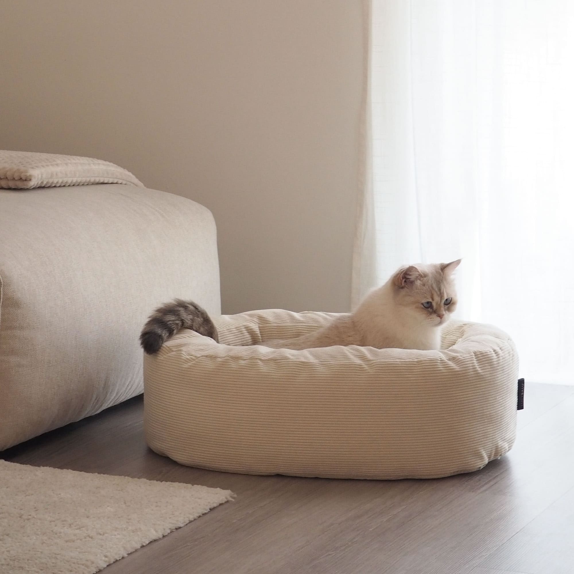 SamtSloop | Rundes Katzenbett mit Kuschelrand