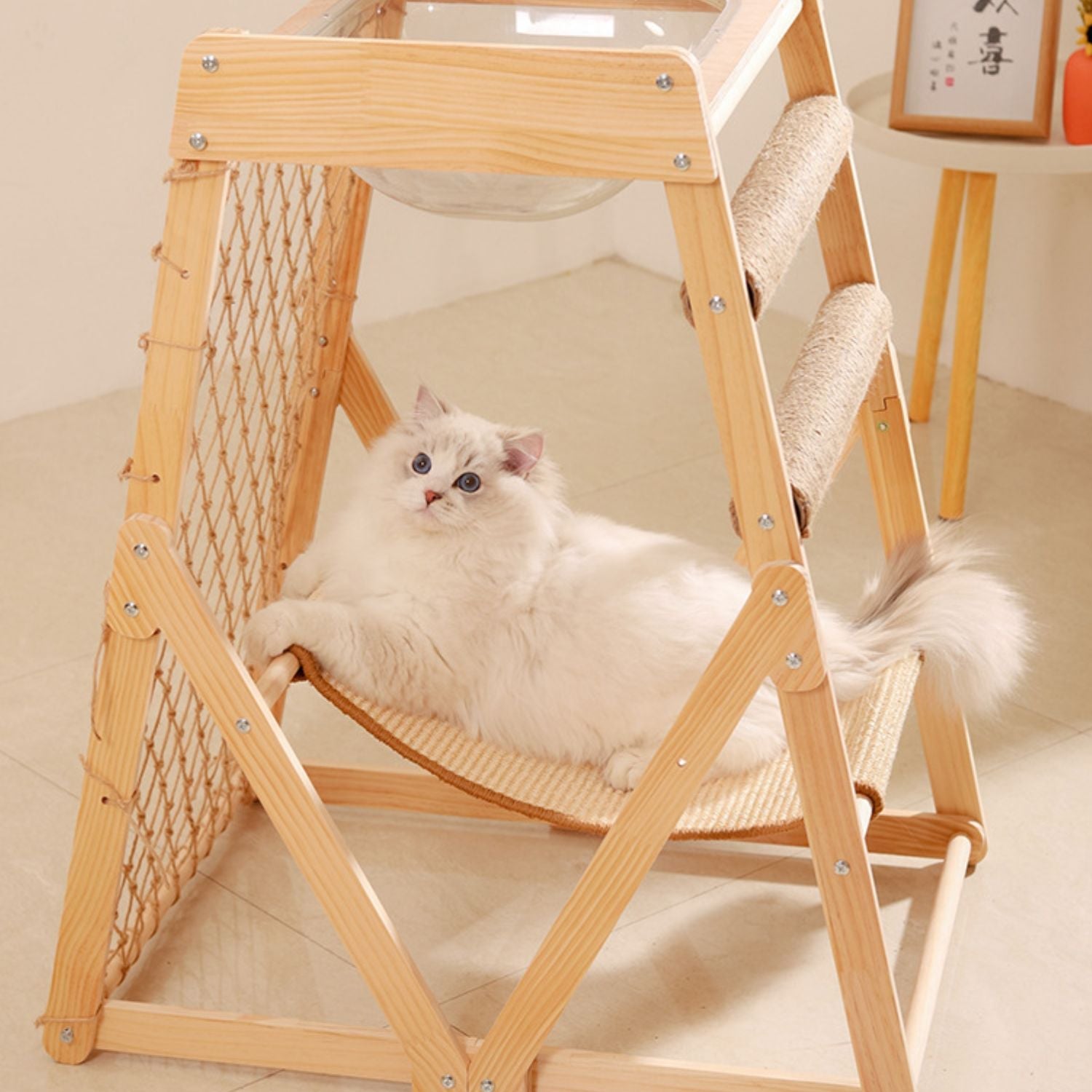 ClawCraft | Kletterturm für Katzen aus Holz – langlebiger Kratz- & Spielspaß