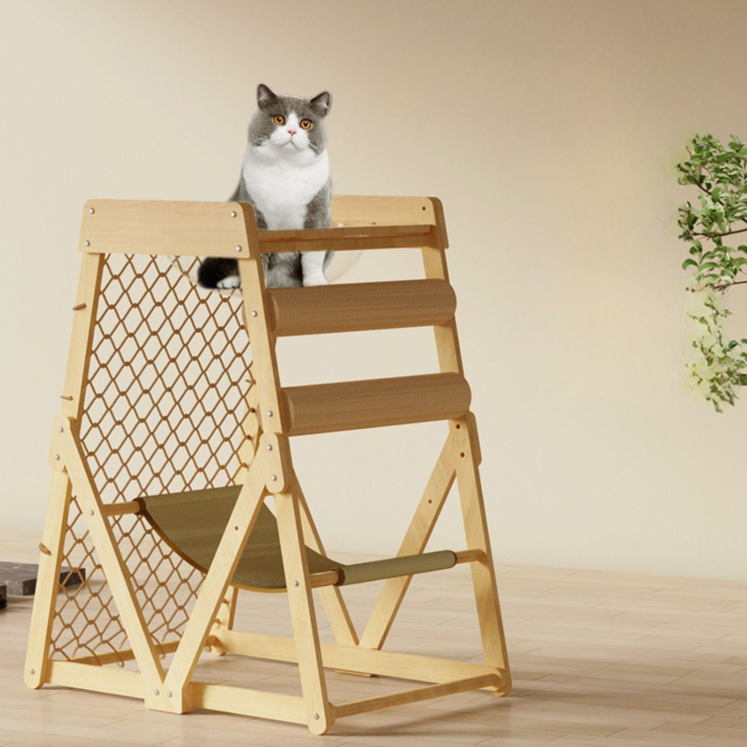 ClawCraft | Kletterturm für Katzen aus Holz – langlebiger Kratz- & Spielspaß