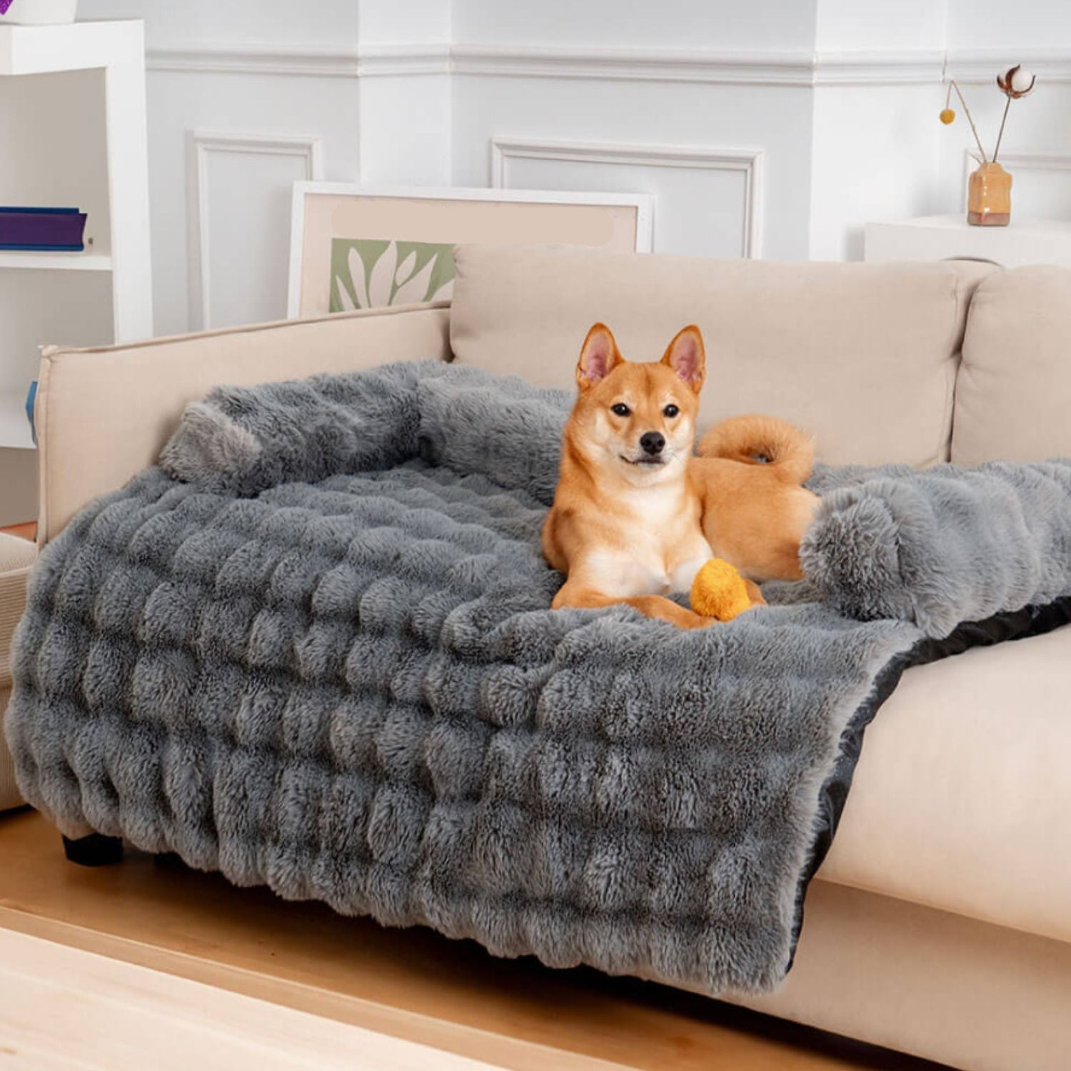 pluche hondenhuis en bank dubbele zitting met honden